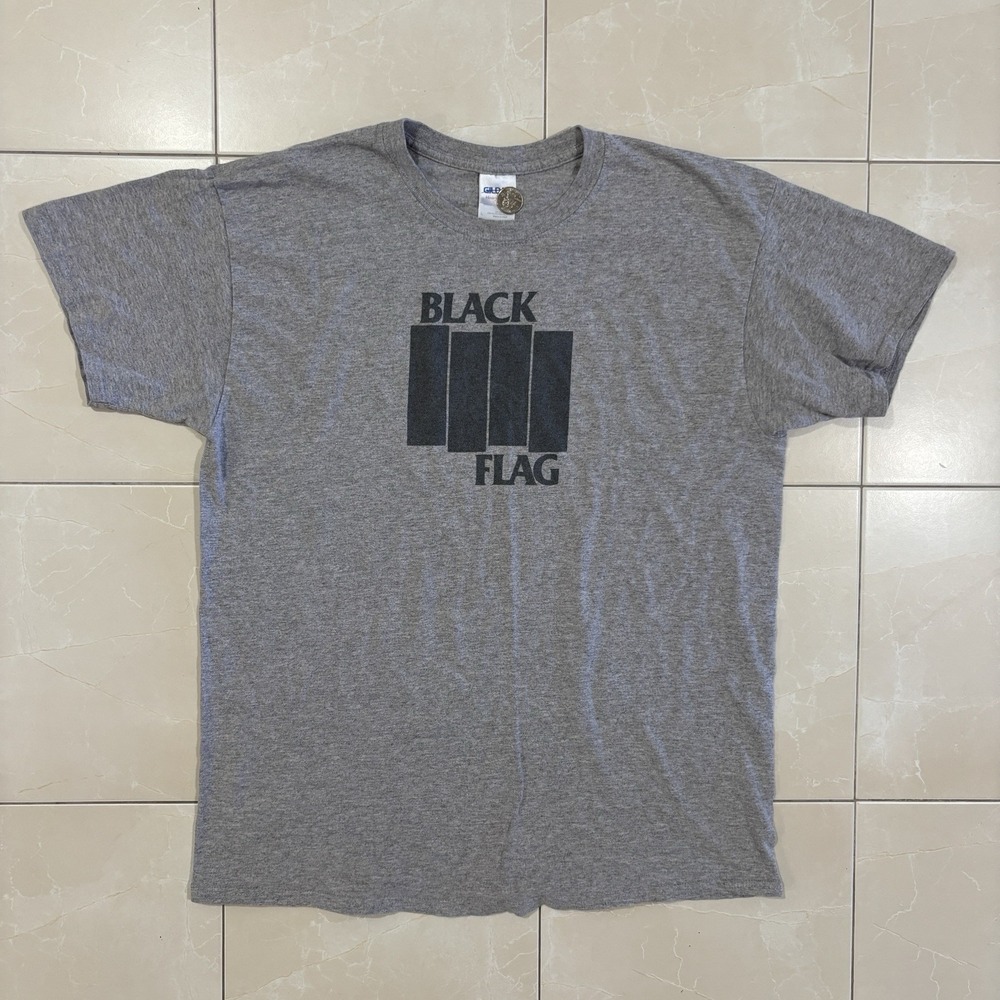 Vintage Black Flag Band T Shirt Y2K 2000s Mens L Grunge Metal Rock Tee Logo